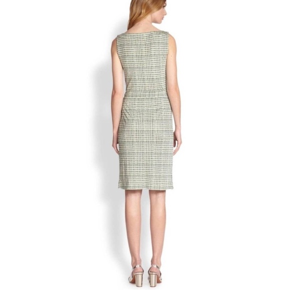 Tory Burch nwot 100% silk Paris green white stretchy window pane dress - Picture 9 of 9